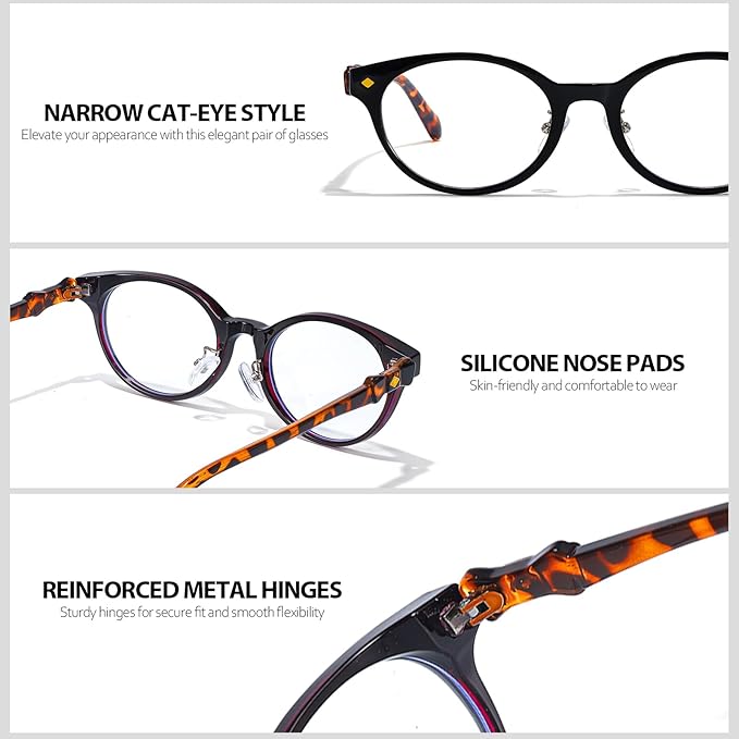 IGnaef Blue Light Blocking Glasses for Women, Oval Frame Bluelight Glasses for Gaming/Computer/Screen BL6216