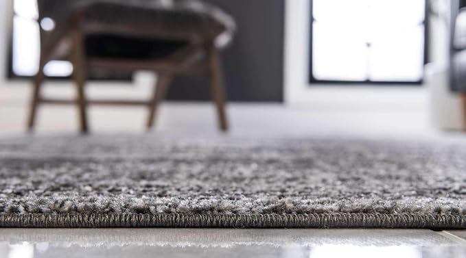 Unique Loom Bromley Collection Area Rug - Wells (7' 1" x 10' Rectangle, Dark Gray/ Gray)