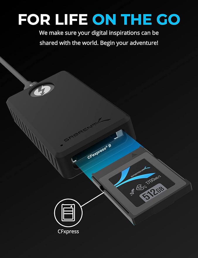 SABRENT Thunderbolt 3 & USB 3 Type C to CFexpress Card Reader (CR-T3CF)