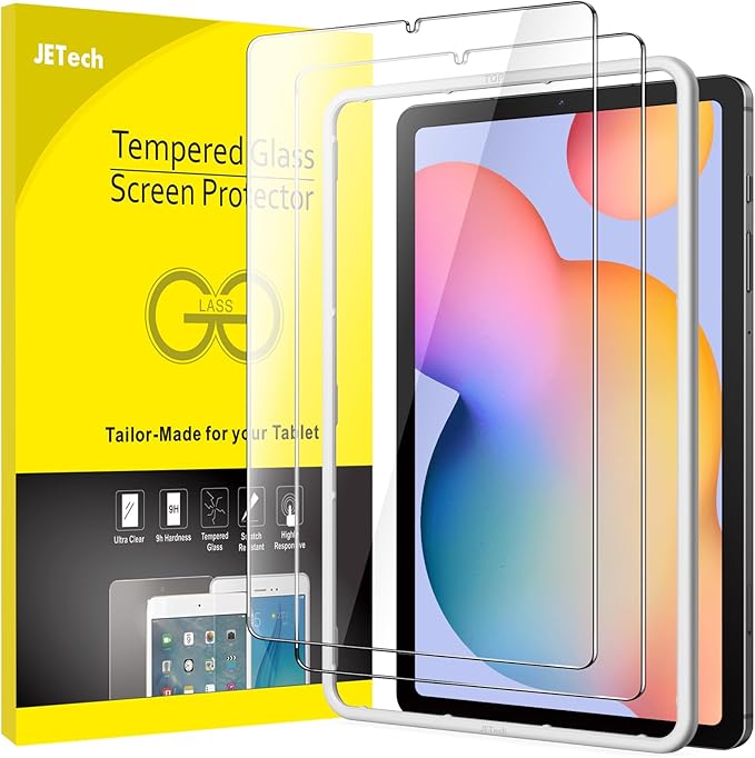 JETech Screen Protector for Samsung Galaxy Tab S6 Lite (10.4 Inch, 2024/2022/2020 Model) with Easy Installation Frame, 9H Tempered Glass Film, HD Clear, 2-Pack