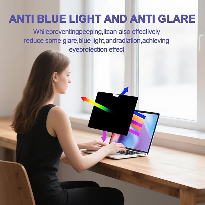 360° Privacy Screen Protector Compatible for MacBook pro 13 inch (2016-2022,M1, M2), Privacy Screen Filter for MacBook Air 13 Inch (2018-2021, M1), Anti-Spy/Anti Fingerprint/Anti Blue Light/Anti Glare