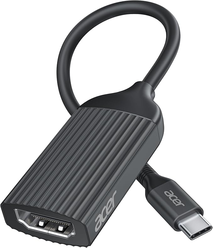 acer USB-C to HDMI Adapter 4K@60Hz, (High Speed, Thunderbolt 3/4) Type C to HDMI Converter Compatible with MacBook Pro/Air, iPhone 16 15 Pro/Max, iPad Pro/Air, Surface, Dell XPS, Chromebook Black