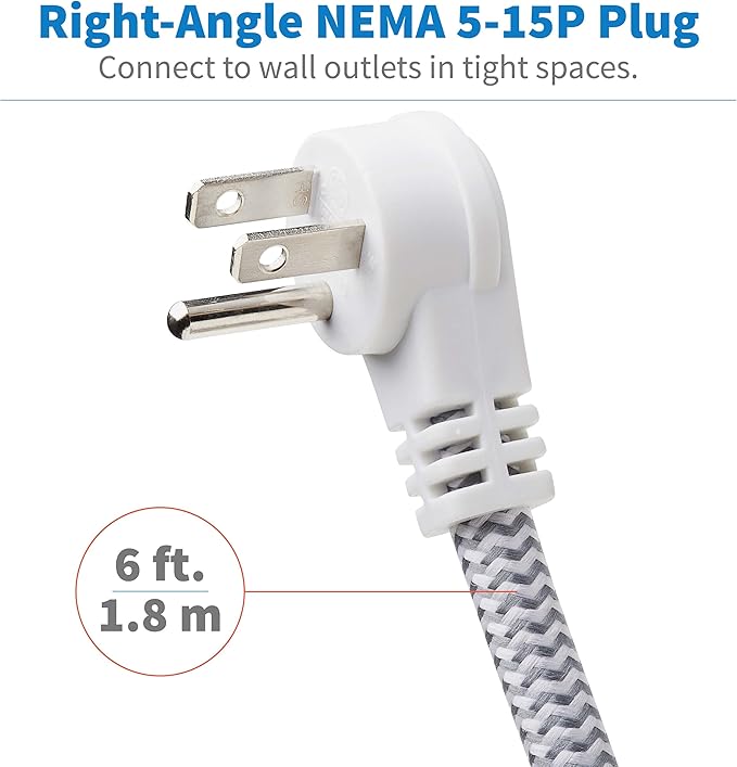 Tripp Lite TLP66USB Surge Protector Tower with USB Ports, 1200 Joules, 5-Outlets, 3 USB Ports, 6ft Heavy-Duty Braided Extension Cord, Desk Charging Tower, Dorm Essentials, Tower Power Strip with Surge