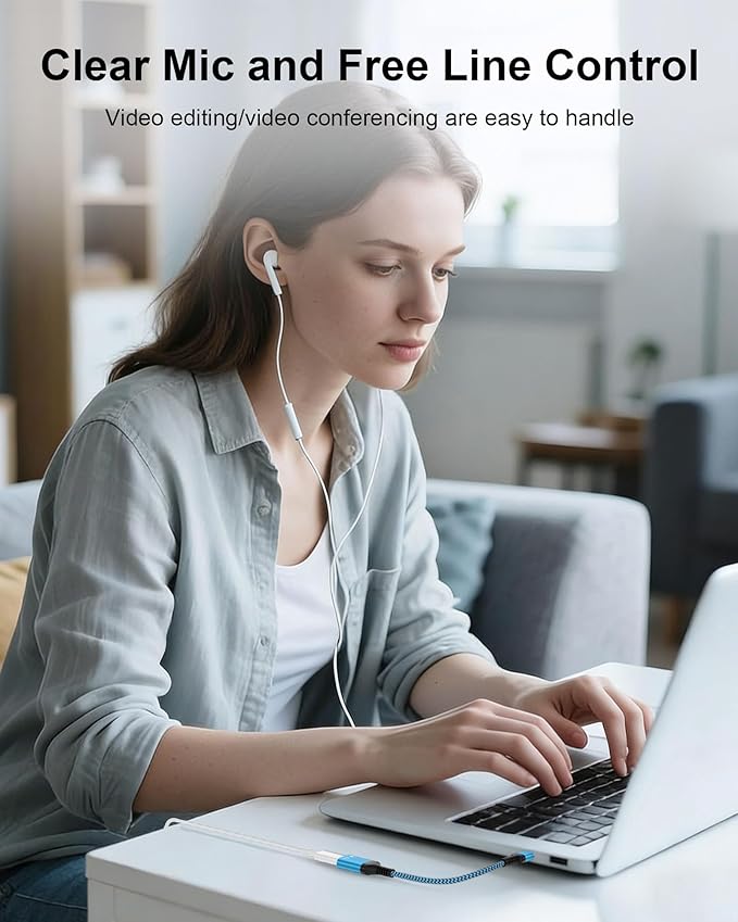 USB C to Lightning Female Headphone Adapter, Lightning to USB C Audio Adapter with Ear Buds/Earphones for iPhone 17 Pro Max 17 Air 16 Pro 16e 16 Plus 15 15Pro Max, iPad Pro Air Mini, Not for Charging