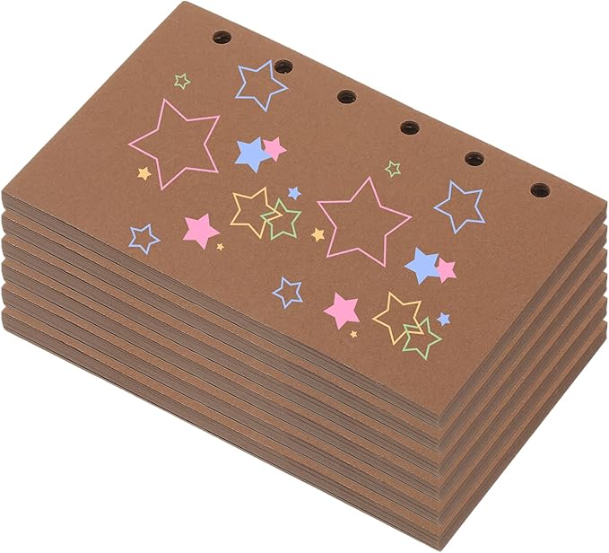 PATIKIL Colored Loose Leaf Paper, 5" x 3.2"(A7) 300 Sheets 6 Holes Punched 150GSM Blank Binder Refill Paper Supplies for Office Note Taking Teacher Planner Journal Notebook, Brown