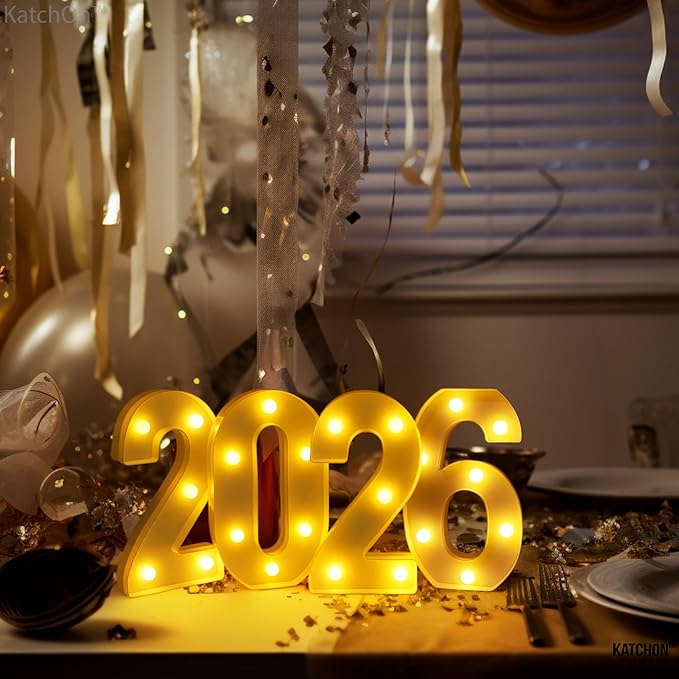 KatchOn, LED Light Up Numbers 2026-8.2 Inch, Light Up 2026 Sign | 2026 Number Light Up Sign for Happy Happy New Year Decorations 2026 | LED Happy New Year 2026 Sign
