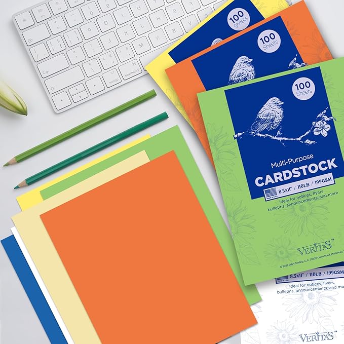 WritePads Cream Cardstock Paper, 110lb/199gsm Heavy Cardstock, Colored Multi-Purpose paper, 8.5" x 11" 100 Sheets (1 Reams) Computer Paper, Made in USA