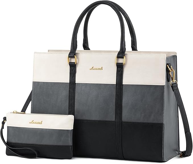 LOVEVOOK Laptop Bag for Women 17.3 Inch Laptop Tote Bag Vintage Leather Work Bags for Women Professional Computer bag