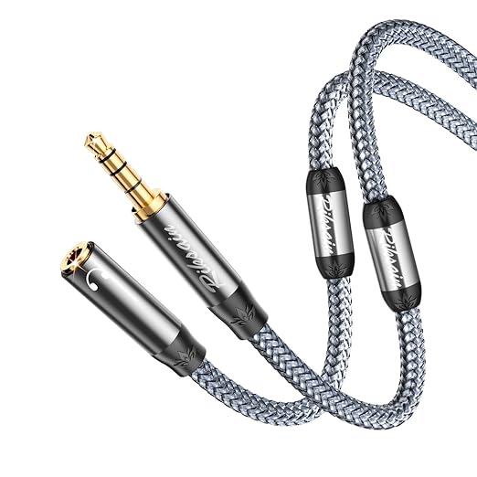 RIKSOIN Headphone Extension Cable with Magnetic Ring Supports, 4 Pole Nylon Braid 3.5mm TRRS Male to Female Lossless Stereo Audio Adapter Extension Cable for Tablet,PC, PS4 Smartphones and More-6.6FT