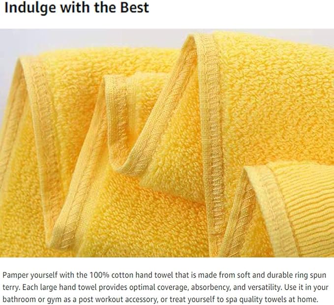 LRUUIDDE Bathroom Hand Towels 2 Set, Cotton Hand Towel for Bath, Hand, Face, Kitchen, Super Soft, Highly Absorbent, Machine Washable, Size 14" x 30" (Yellow)…