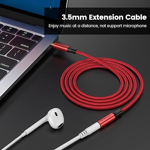 MOSWAG 3.5mm Extension Cable 26.24FT/8M Audio Male to Female Stereo Extension Adapter Nylon Braided Cord Compatible for Home/Car Stereos Smartphones Headphones Tablets Media Players and More