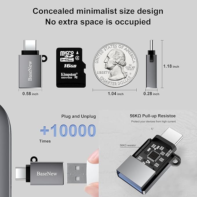USB C to USB Adapter 6 Pack,Type C to USB Adapter,USBC Male USBA Female OTG Adaptor,USBC Adapters for iPhone 17 16 15,MacBook Pro Air,iPad Pro,Galaxy S25 S24 S23 S22