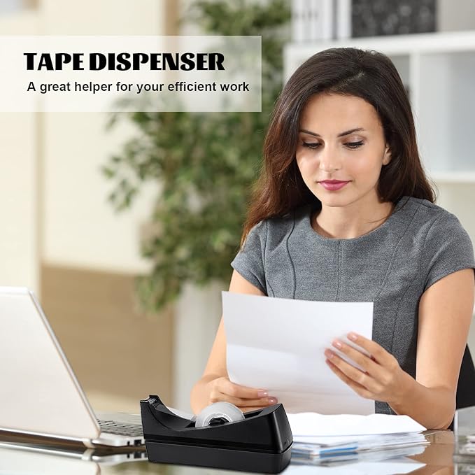 Lanties 20 Pack Desktop Tape Dispensers Non Skid Base for Office Home School (Tape Not Included) (Black)