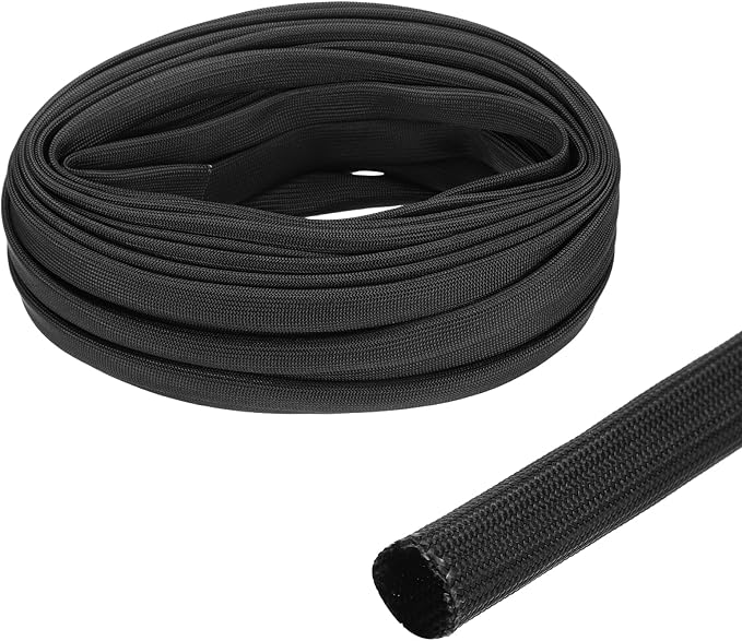 uxcell Insulation Cable Protector,12mm/0.5 Inch-15m/49 Feet High Temp Fiberglass Sleeve Black