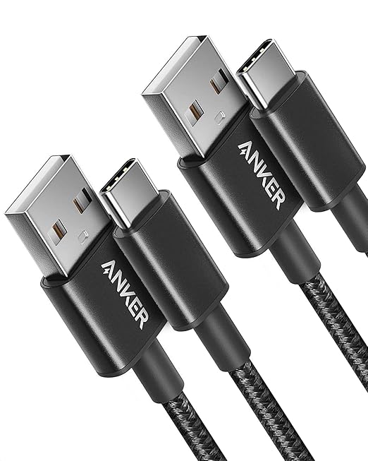 Anker Cable [2 Pack 3ft], USB A to USB C Cable for iPhone 17 Series,Samsung Galaxy S10 S10+, LG V30, Beats Fit Pro and More (Black).