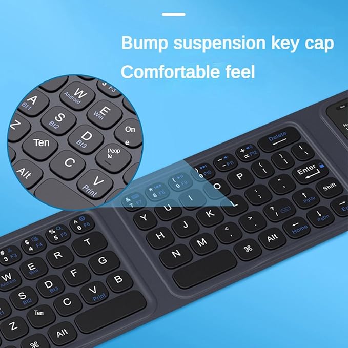 Luocute Foldable Keyboard, Portable Keyboard with Multi Touch Touchpad and Leather Case for Laptop PC Tablet Smartphone iOS