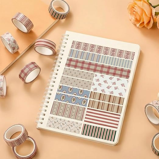 YooNotee 12 Rolls Watercolor Floral Washi Tape Set 15 mm Vintage Flower
