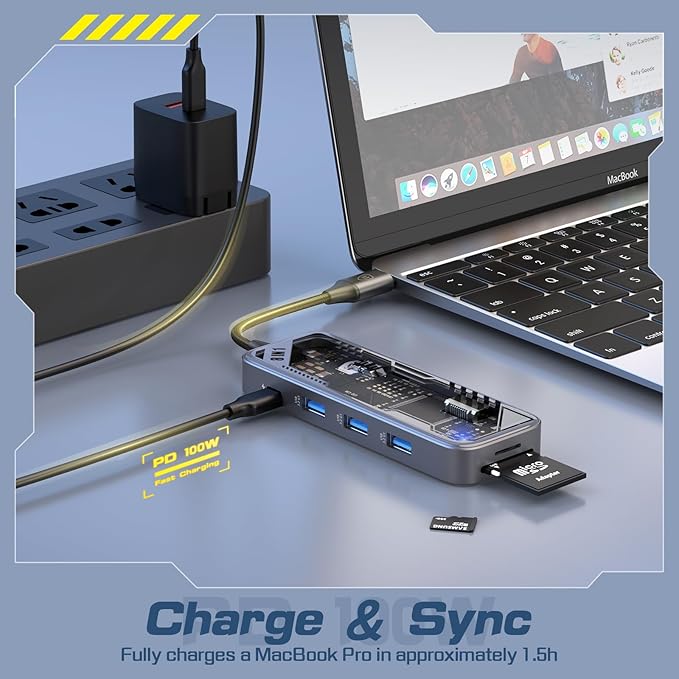 MicroPack USB C Hub 8 in 1, 100W PD Charging, 4K@60Hz HDMI, 3 USB 3.2 GEN1 5Gbps, TF/SD Card Reader, Gigabit Ethernet, Multi-Port Adapter Docking Station for MacBook ProAir iPad Laptop Type C Devices