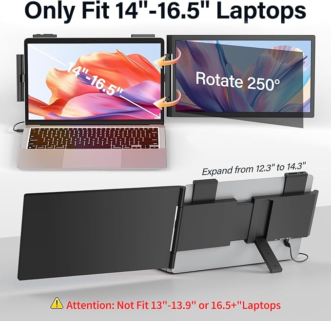 MAGICRAVEN Laptop Screen Extender, 15.6" FHD 1080P IPS Portable Monitor for Laptop 14-16.5" with USB-C/HDMI Port, Plug and Play Attachment Screen Extender for Windows/Mac/Android/Switch/PS5/Xbox
