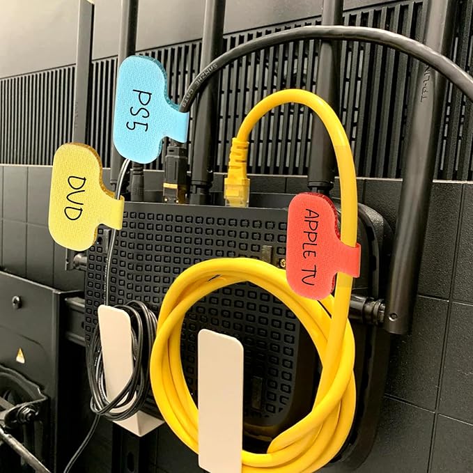 40 Pack Cable Labels Tags, Multi-Color Write On Wire Cord Tags and Charger Labels Waterproof for Cable Management and Identification Electronics (Rectangular)
