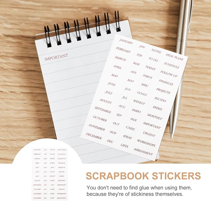 GALPADA 4 Sheets Rose Gold Foil English Phrase Stickers for Scrapbooking Journaling Monthly Planner Decoration Transparent Pet DIY Decals for Diaries and Photo Albums Creative Stationery