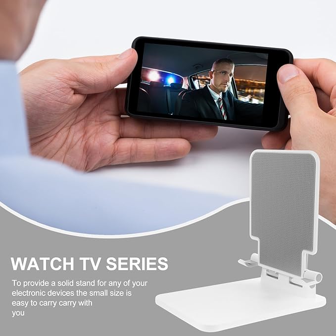 MERRYHAPY Foldable Tablet Stand Adjustable Aluminum Alloy Tablet Holder for Desk Use, Compact Desktop Bracket Compatible with Ipad and Smartphones, Pearl White