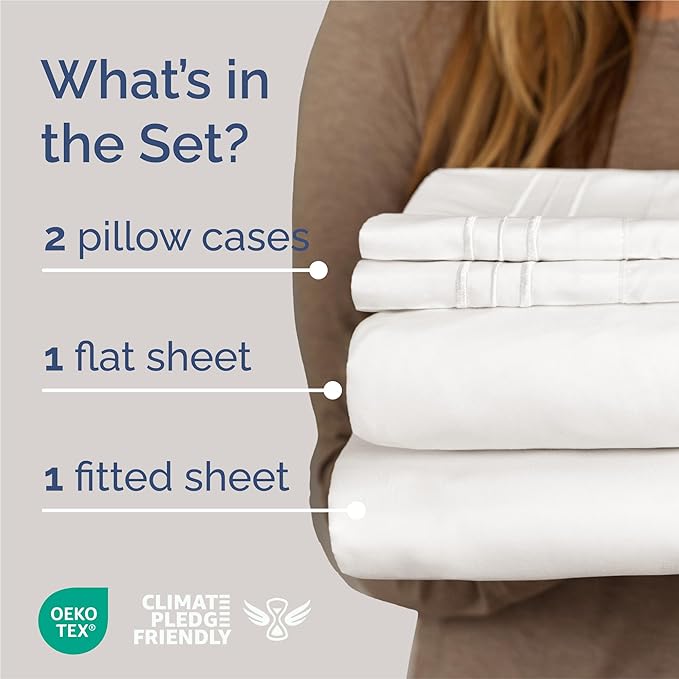King Size 4 Piece Sheet Set - Comfy Breathable & Cooling Bed Sheets Set - Hotel Luxury Bedding for Women, Men, Kids, Teens, Boys & Girls - Deep Pockets, Soft, Wrinkle Free - Oeko-Tex - Antique White