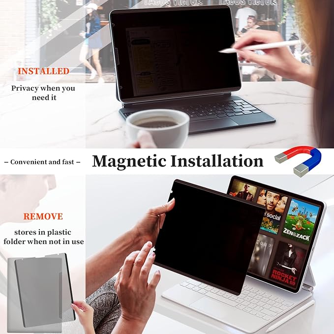 Mamol Upgraded 360° Privacy Screen Protector for iPad Pro 11" 4th 3rd 2nd 1st Generation 2022 2021 2020 2018/ iPad Air 5/ Air 4 10.9" (2022/2020) (Landscape+Portrait Privacy), Magnetic Removable