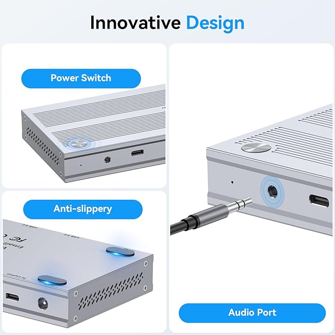 4URPC Laptop Docking Station Triple Display with 120W Power Adapter, Displaylink Docking Station 3 Monitor for MacBook/Mac mini M4, Windows(3 HDMI, 5 USB, Ethernet, SD/microSD)