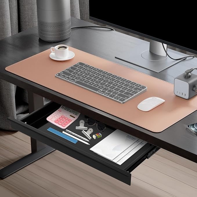 17.7" Under Desk Storage Drawer, Black Sliding Pull-Out Drawer for Sit Stand Workstation