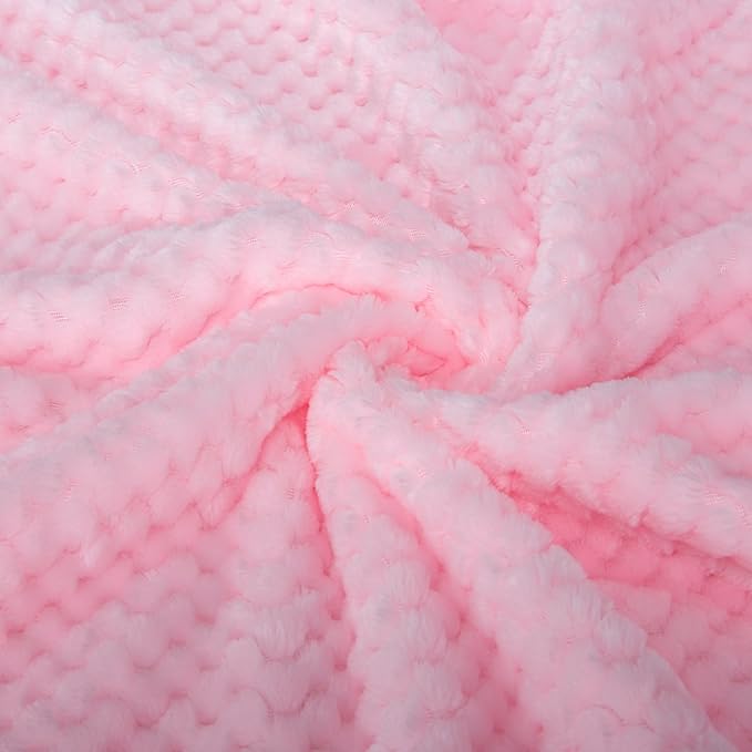Fuzzy Blanket or Fluffy Blanket for Baby, Soft Warm Cozy Coral Fleece Toddler, Infant or Newborn Receiving Blanket for Crib, Stroller, Travel, Decorative (28Wx40L, XS-Baby Pink)