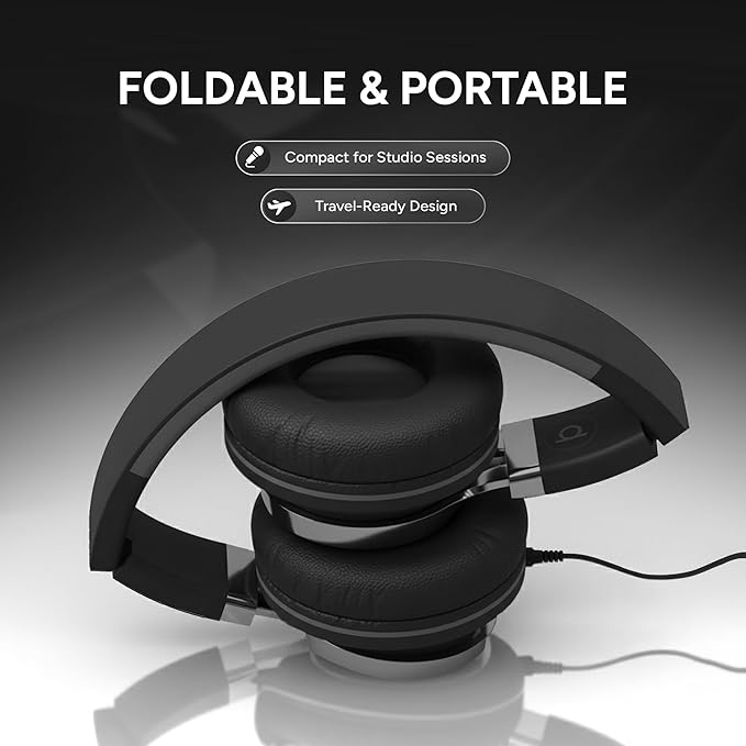 ARTIX CL750 Over Ear Headphones Wired with Mic & Volume Control, Audio with 100% Noise Cancelling Computer Wired, Plug in for Laptop, Dj Corded Studio Headphones