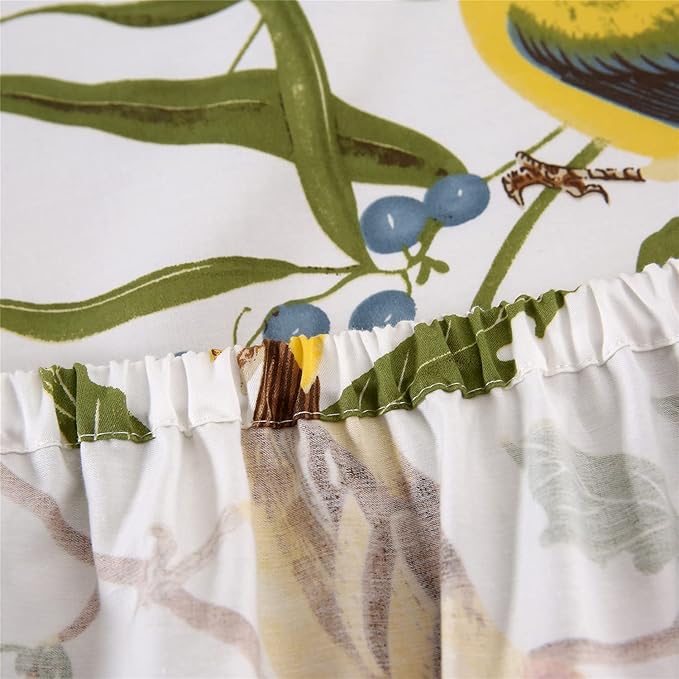 RYNGHIPY Farmhouse Flowers Print Bed Sheet Collection Set Botanical Floral Sheets with Pillowcasess (White Green,Queen Size)