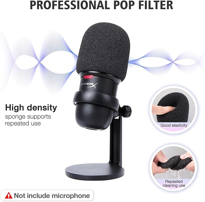 For HyperX SoloCast White Boom Arm - White Mic Arm Compatible with Hyper x SoloCast, Microphone Boom Arm with Pop Filter, Improve Sound Quality, White Mic Boom Arm for Hyperx SoloCast by SUNMON