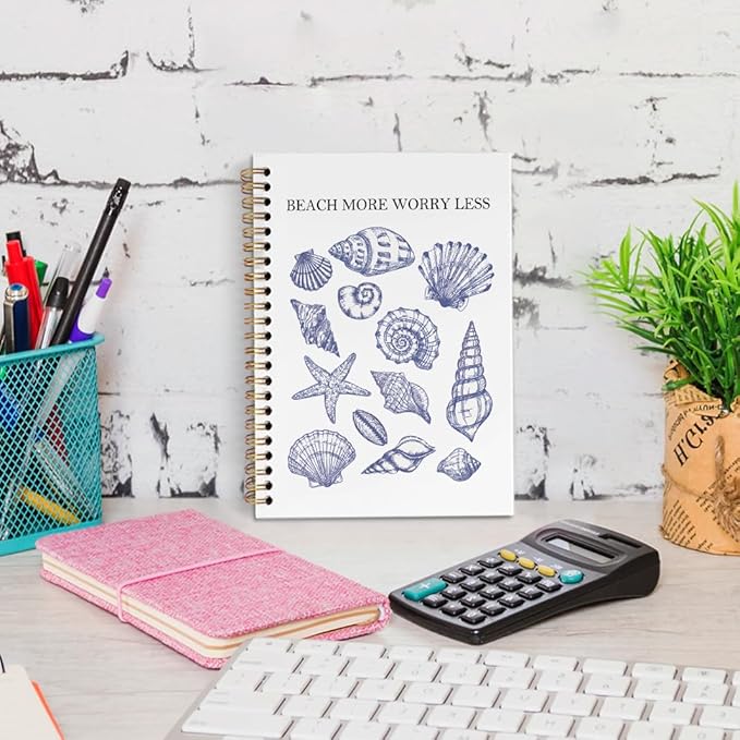 dvhdajed Coastal Seashell Inspirational Spiral Notebook, Ocean Beachy Journaling Notebooks, Coastal Ocean Spiral Journal for Girls Women, Beach Seashell Office School Supplies Gifts, 5.5x8.3 In