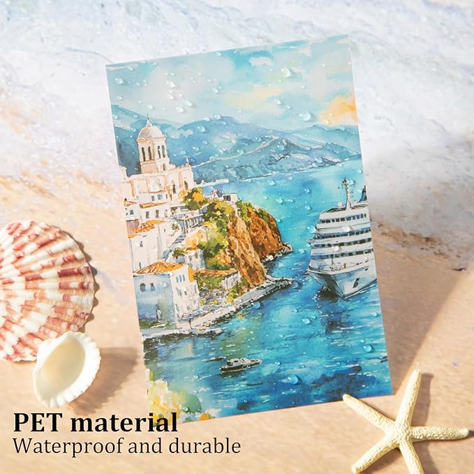AuriicLeaf Travel Scenery PET Sticker Set, 60PCS Large Landscape Scrapbook Supplies for Journaling, DIY Crafts and Planner
