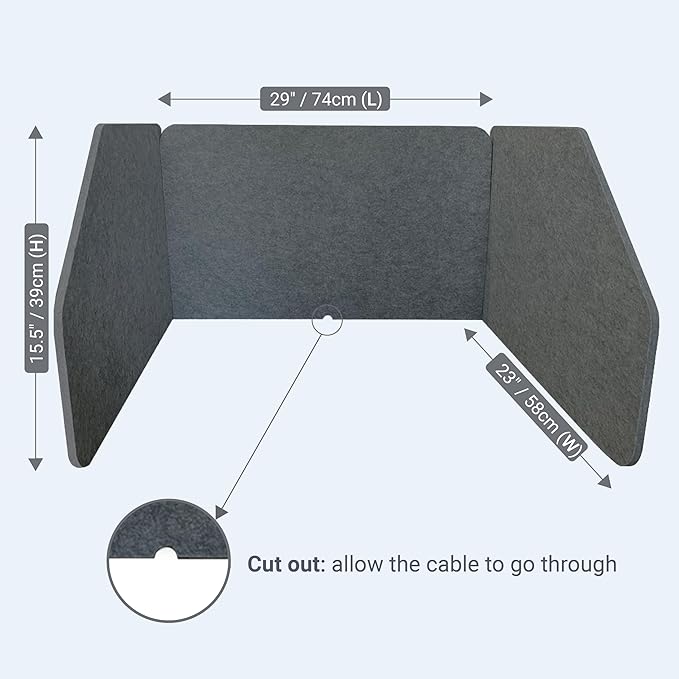 29.1"x22.8"x1.2" Acoustic Desk Divider, Sound Absorbing, Freestanding Soundproof Privacy Panel, Reduce Noise, Increase concentration, Made from High Quality Polyester (African Grey)