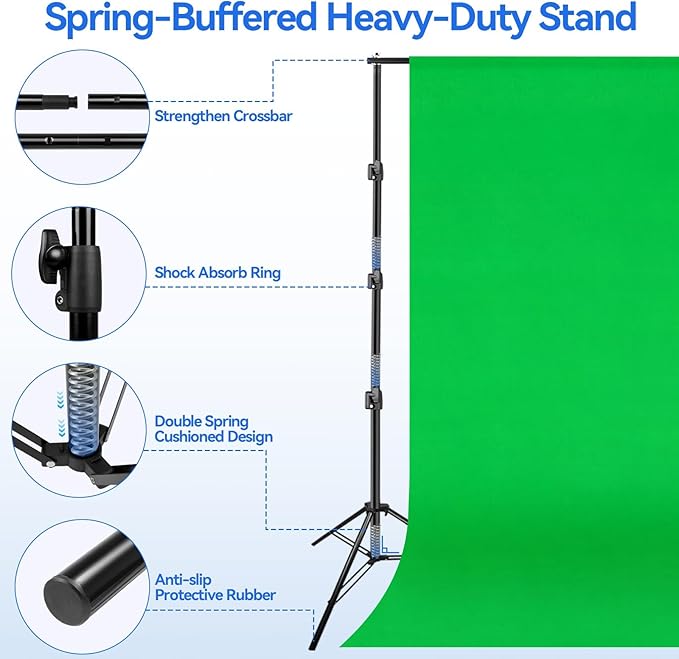 EMART 10 x 10ft Green Screen Backdrop Kit with Tripod Stand, Photography Background Support System with 10 x 15ft 100% Cotton Muslin Chromakey Backdrop for Photo Studio, Video Shooting, Live Streaming