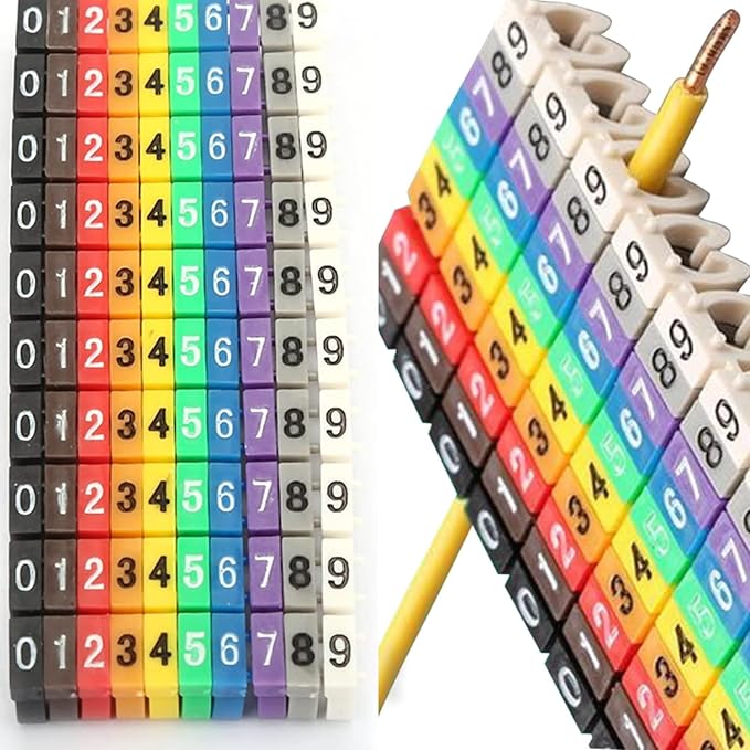 Wire Number Tube Cable Marker, 0.1 x 0.1in Colorful Clip on Wire Marker, Digital Number Wire Numbering Marker, Plastic Cable Numbering Marker Tube for Wires Management, 150Pcs