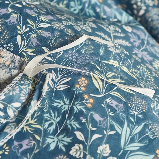 mixinni Floral Duvet Cover Queen Flower Pattern Blue Duvet Cover Set Garden Style Bedding Comforter Cover Set with Zipper Closure-Luxury Quality Soft Durable Easy Care (3pcs, Queen/Full Size)