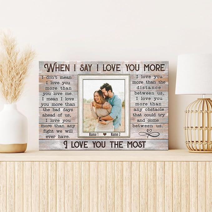 Dem Canvas Personalized Canvas Prints, Custom Love Canvas, When I Say I Love You More Wedding Gifts For Couple Canvas Anniversary Valentine Gift For Wedding Canvas (18x12)