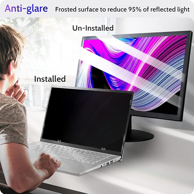 Peslv 17 Inch Laptop Privacy Screen Compatible With Lenovo Hp Dell Acer Asus Thinkpad Xps, 16:10 Aspect Removable Anti Glare Blue Light Filter Protector, 17inch Computer Monitor Security Shield