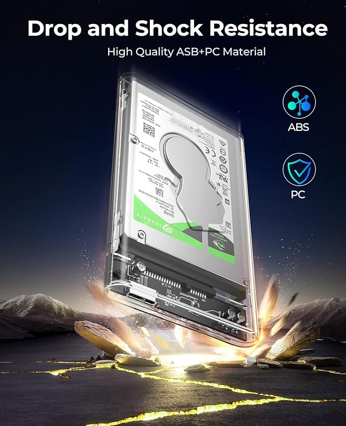 ORICO 2.5'' Hard Drive Enclosure Type-C USB 3.1 Gen2 to SATA 6Gbps Computer External HDD Enclosure for 7 9.5mm HDD SSD Support UASP Compatible with MacOS Windows -2139C3-G2