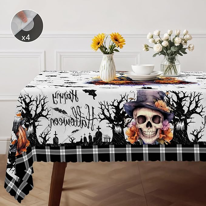 Eikione Rectangular Tablecloth 140x180inch, Halloween Pumpkin Tablecloth Waterproof and Wrinkle-Free, Table Covers, Summer Decorations for Home Dining