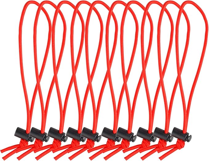 POWRIG 6" Elastic Cable Ties Bungee Cords Adjustable Cable Management Reusable -Red (10-pack)