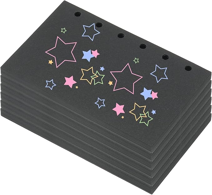 PATIKIL Colored Loose Leaf Paper, 5" x 3.2"(A7) 300 Sheets 6 Holes Punched 150GSM Blank Binder Refill Paper Supplies for Office Note Taking Teacher Planner Journal Notebook, Black