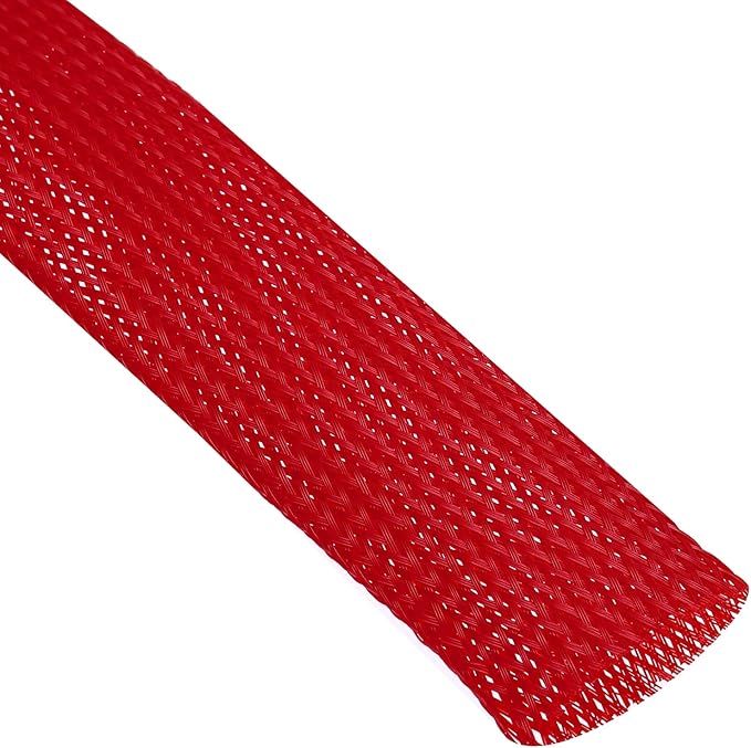 uxcell Expandable Sleeving, 1 1/4-inch 25ft Cable Sleeve, Red