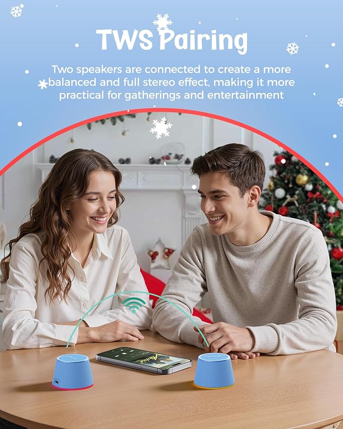 Small Bluetooth Speaker Gifts for Teens: Valentines Gifts for Him Her, 3 IN 1 Portable Magnetic Speaker with 9-Mode Lights, Waterproof Phone Stand for Desk, Cool Birthday Gadget Gifts for Adults