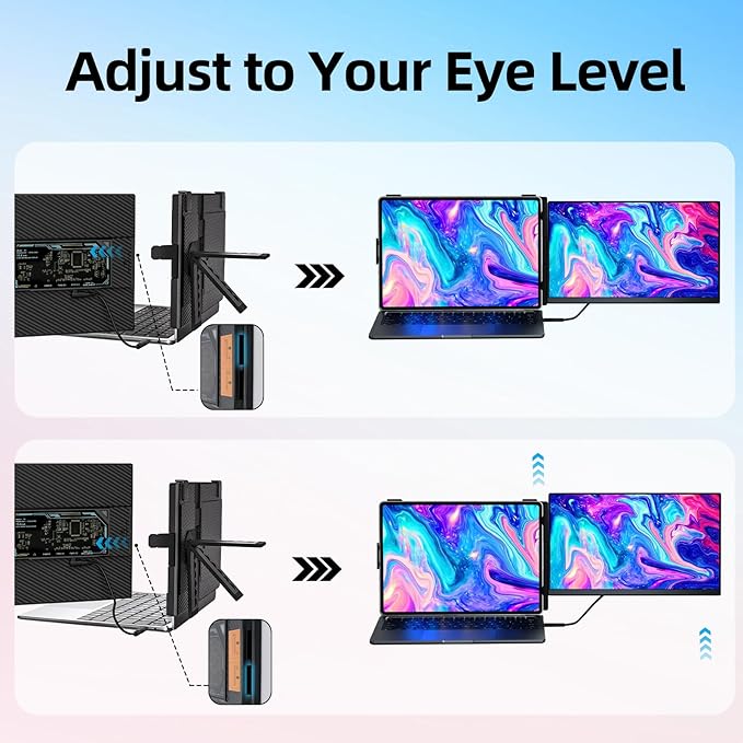 BKVOO Laptop Screen Extender Dual Monitor - 15.6" Portable Monitor Detachable IPS 1080P FHD 85% NTSC Travel Screen USB-C HDMI Port Compatible with Wins Mac Chrome Dex Fits 13-17" Laptops