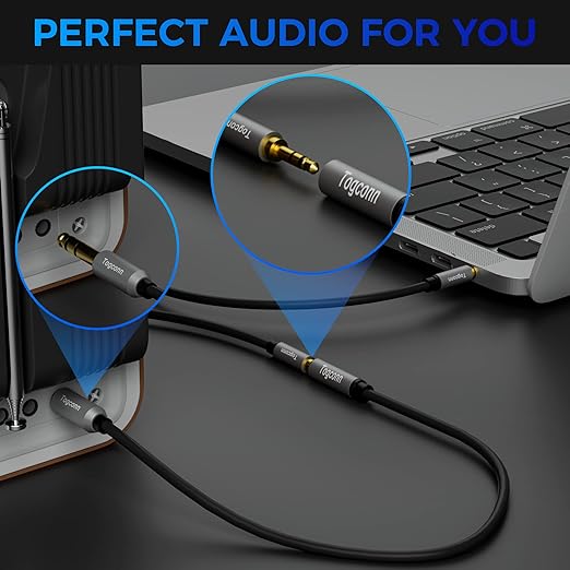 Togconn 6.35mm to 3.5mm Stereo Audio Cable Adapter 4 Feet, 6.35mm 1/4 Inch TRS Male to 3.5mm 1/8 Inch Female Stereo Audio Converter Connector for Phone, Laptop, Headphone, Amplifier, Guitar, Speaker